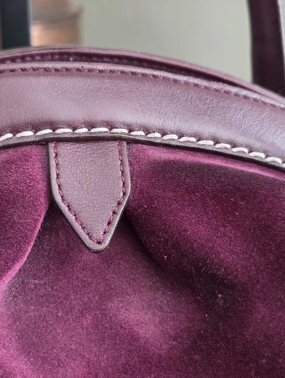 Salvatore Ferragamo Mirtillo Burgundy Suede Calfskin Leather Satchel Bag